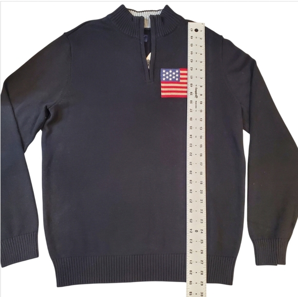 Men's Chaps American Flag Quarter Zip Patriotic Sweater Size Large - Picture 6 of 9